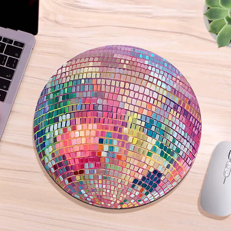 Laptop Accessories Productivity - Kauçuk Yuvarlak Pembe Disko Topu Mouse