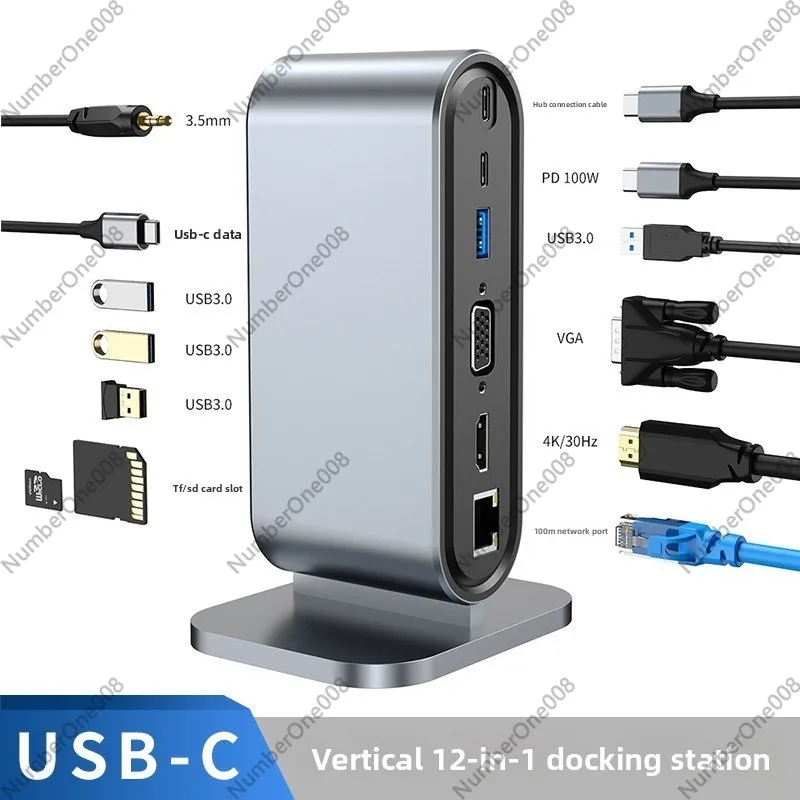 Usb C Docking Hub - 12 Portlu Dikey USB Bağlantı İstasyonu,