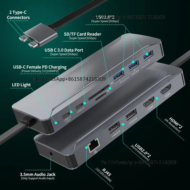 Usb C Docking Hub - Çok Satan Çift Ekranlı Tip C